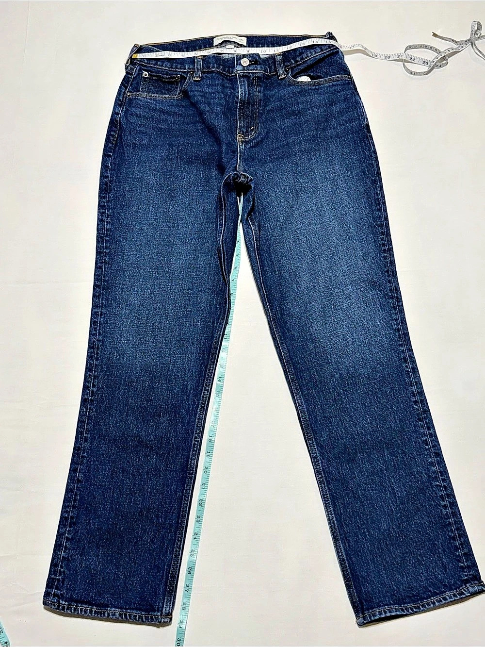 Abercrombie & Fitch Curve Love The '90s Straight Mid Rise Jeans Blue Waist 29
